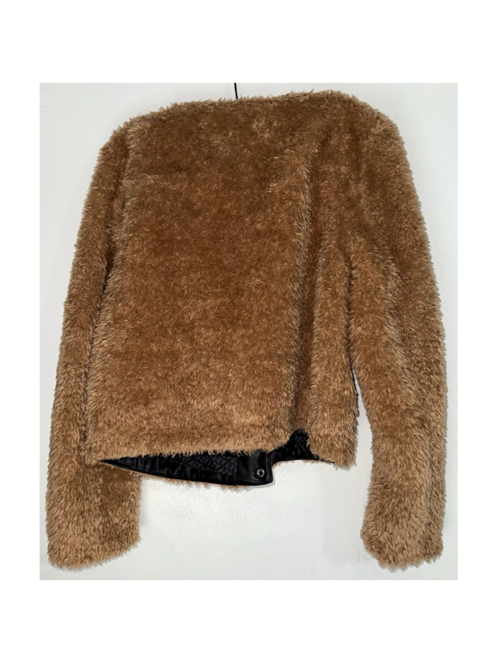 Rebecca Minkoff Wyatt Faux Fur Vegan Leather Trim Brown Black Jacket - Picture 8 of 13